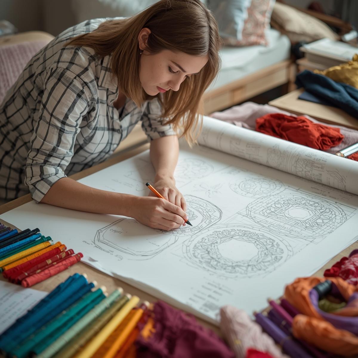 Textile Designer Creating Patterns